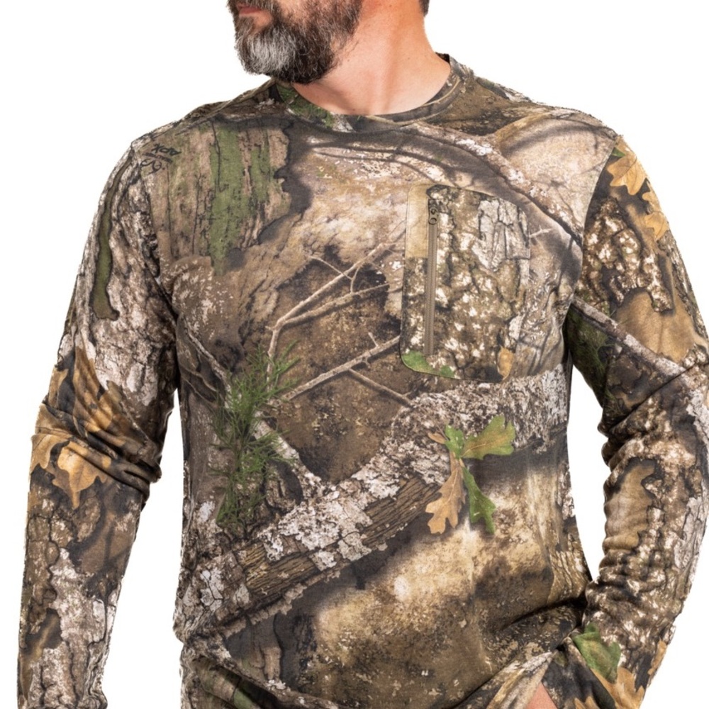 NWT REALTREE BAMBOO LONG
SLEEVE MEN'S CREW NECK SHIRT APX SIZE LARGE